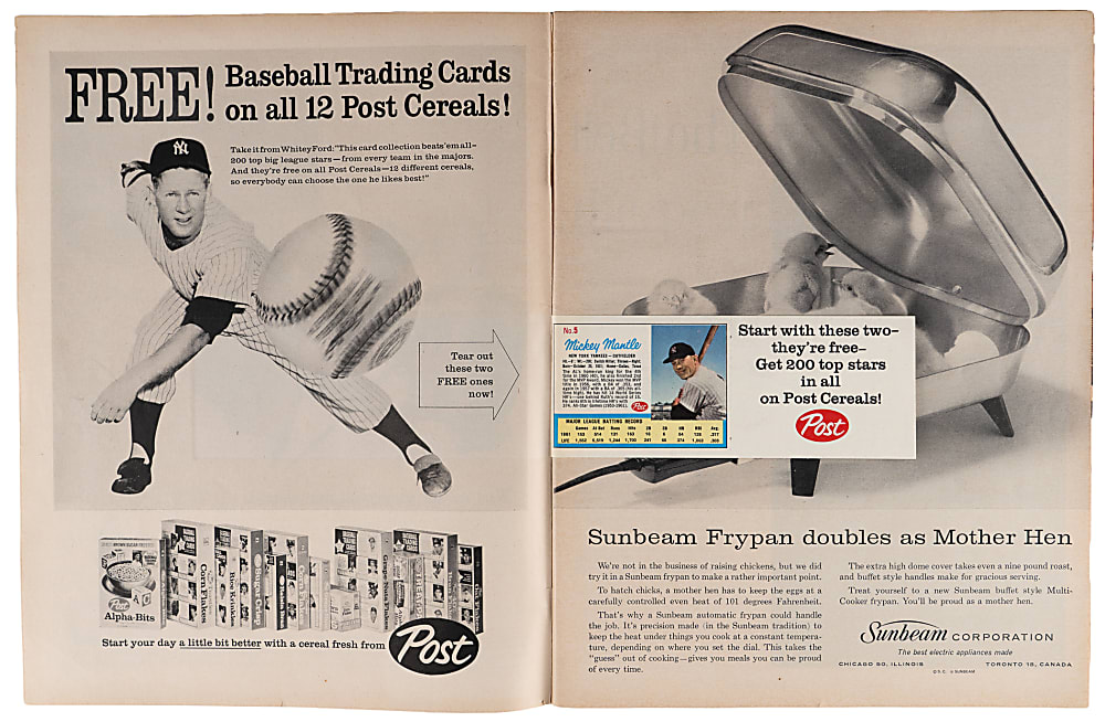 4/13/62 Life Magazine with Mantle/Maris Post Cereal Card Panel