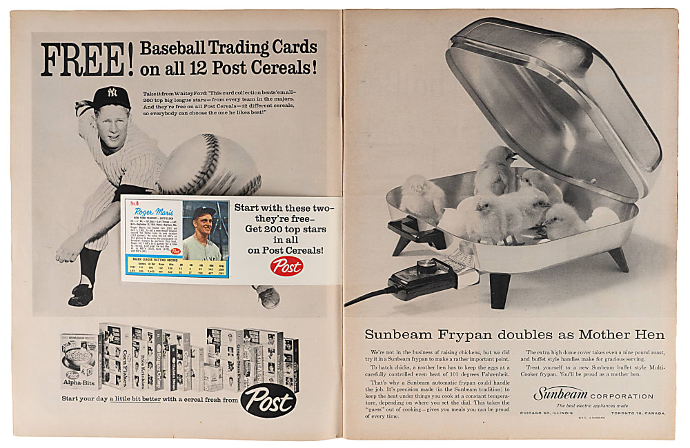 4/13/62 Life Magazine with Mantle/Maris Post Cereal Card Panel
