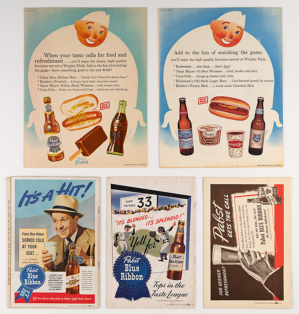 1939-1981 Chicago Cubs Home Scorecards (47) with Near Complete Run (36/42) Including Aaron Rookie Homer & Jackie Robinson