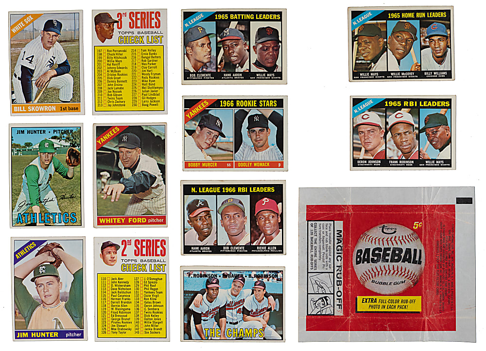 1966 & 1967 Topps Collection (109) with (47) Hall of Famers Plus 1966 Five-Cent Wrapper