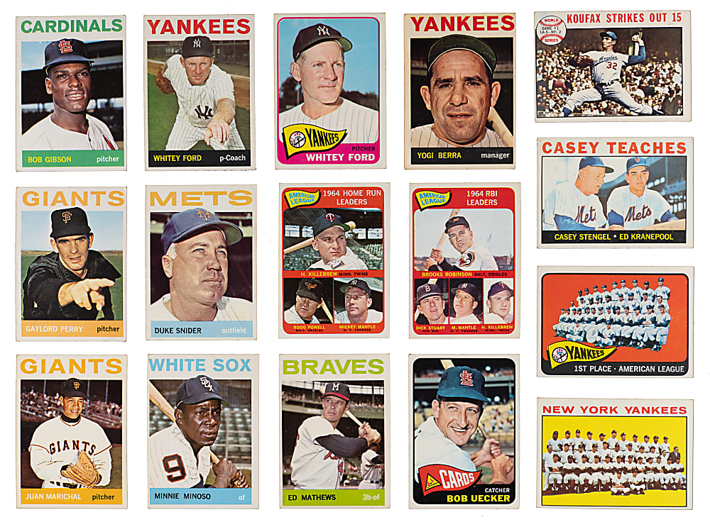 1964 & 1965 Topps Collection (135) with (58) Hall of Famers Plus (2) Five-Cent Wrappers