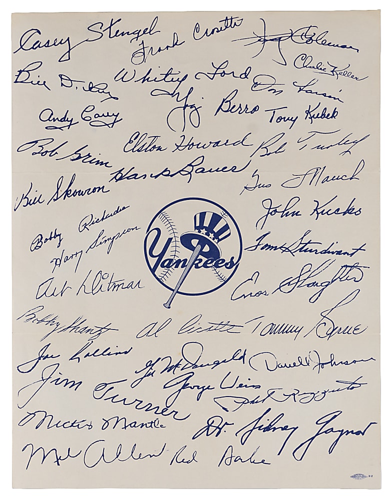 Scarce 1957 New York Yankees Trifold Mickey Mantle with Team Sheet Reverse