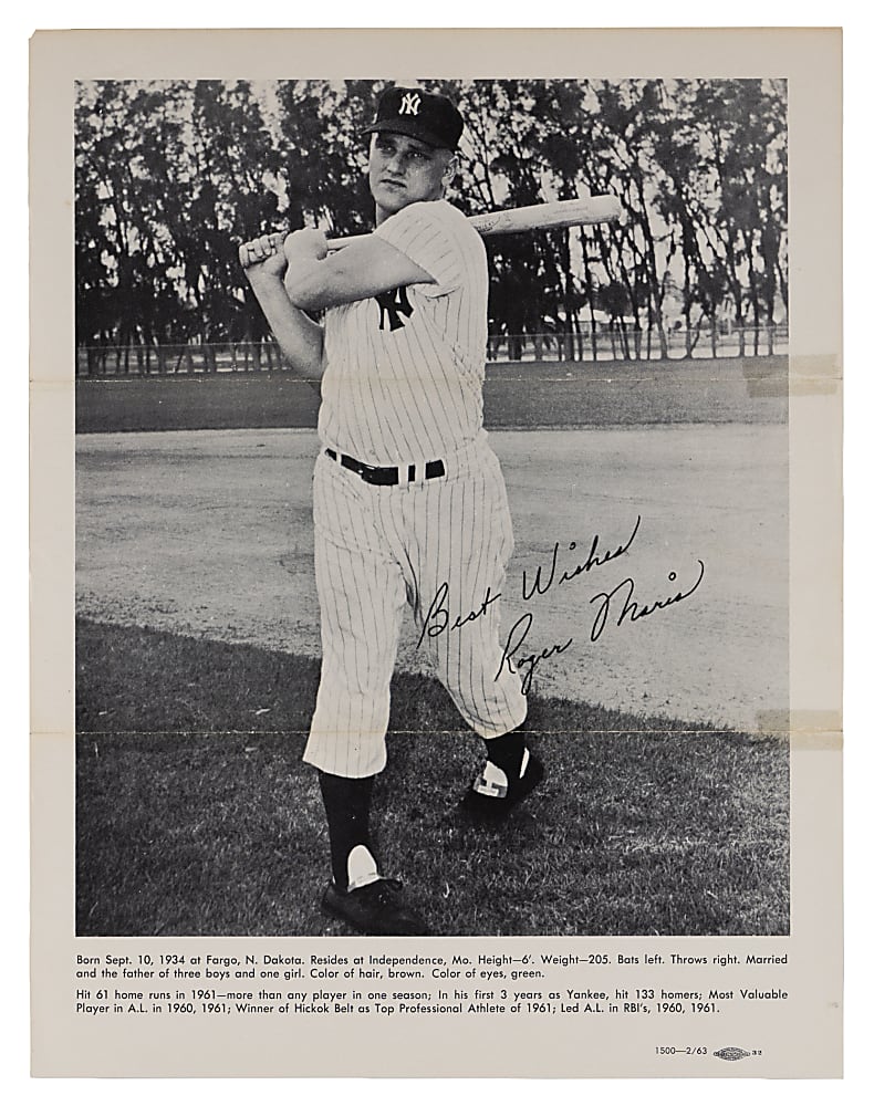 Scarce 1963 New York Yankees Tri-Fold #2 Roger Maris