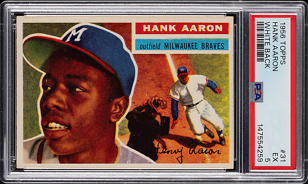 1956 Topps #31 Hank Aaron White Back PSA EX 5