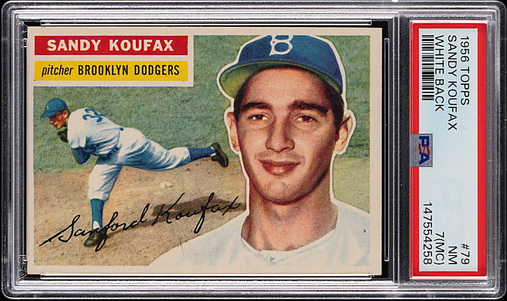 1956 Topps #79 Sandy Koufax White Back PSA NM 7 (mc)