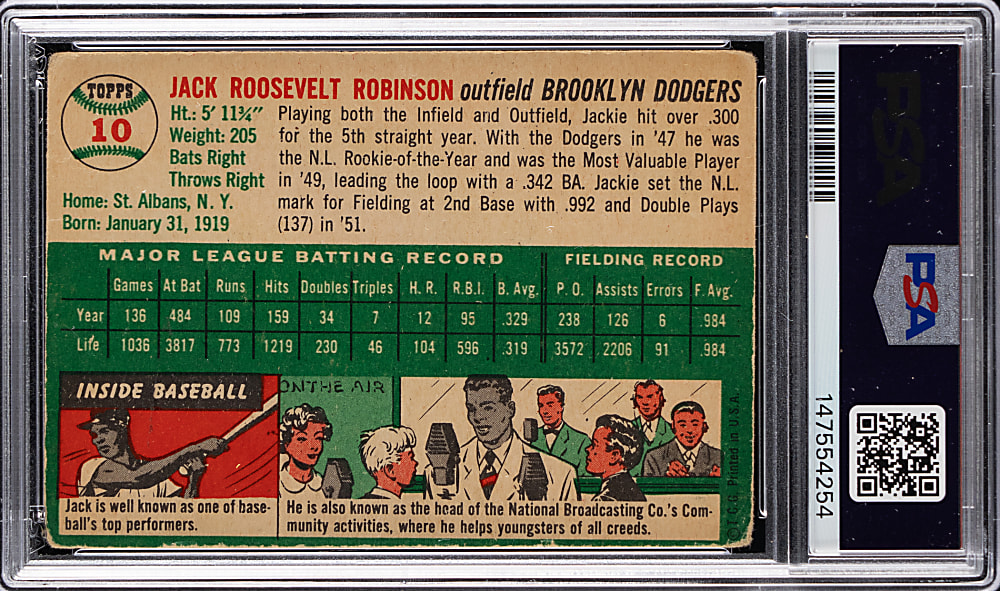 1954 Topps #10 Jackie Robison PSA GOOD 2