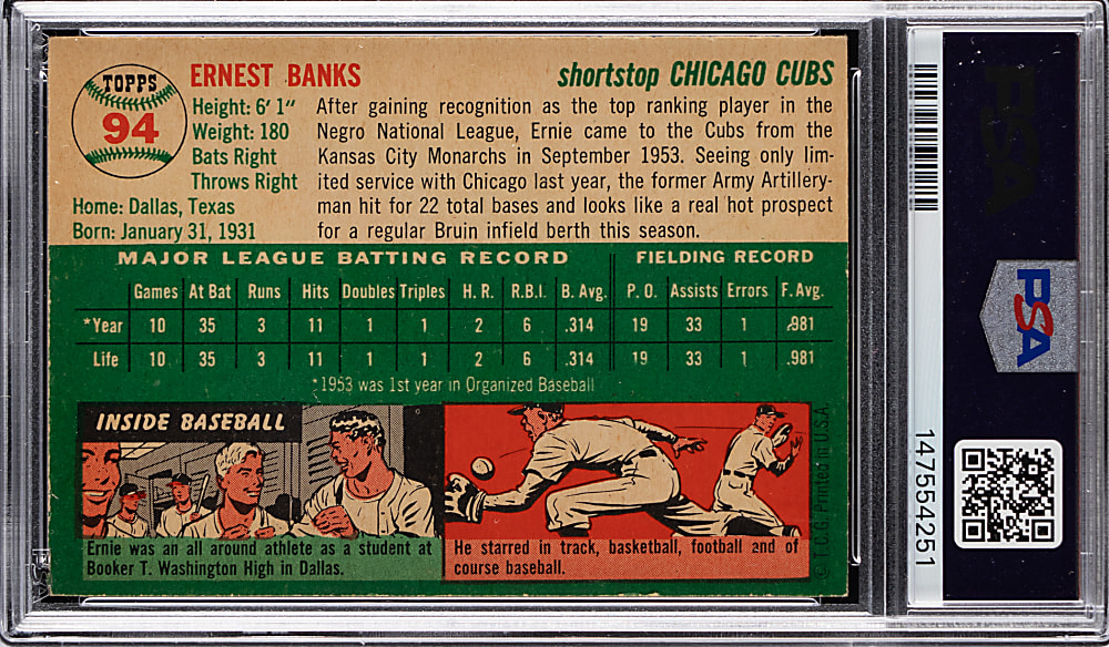 1954 Topps #94 Ernie Banks Rookie PSA VG-EX 4 (mc)