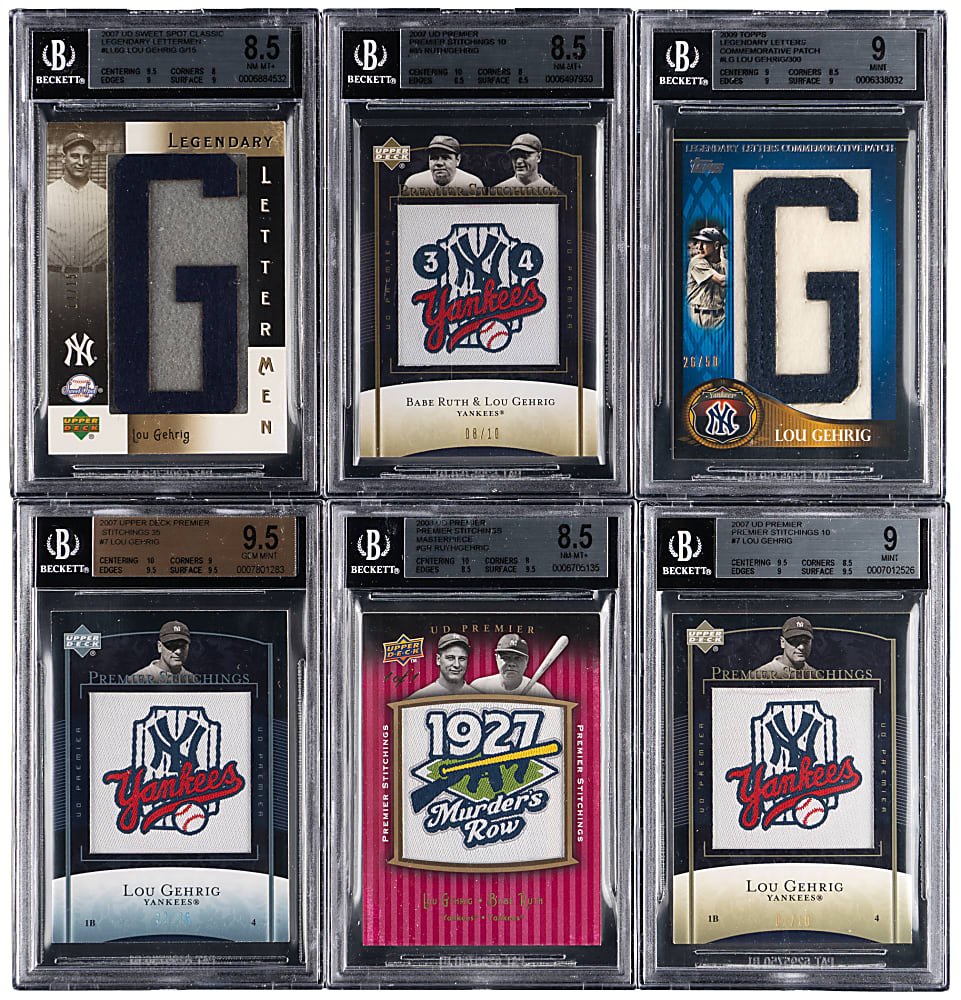 2003-2014 Lou Gehrig Manufactured Patch/Relic BGS Graded Collection (24) with Several Low Numbered Including #1/1