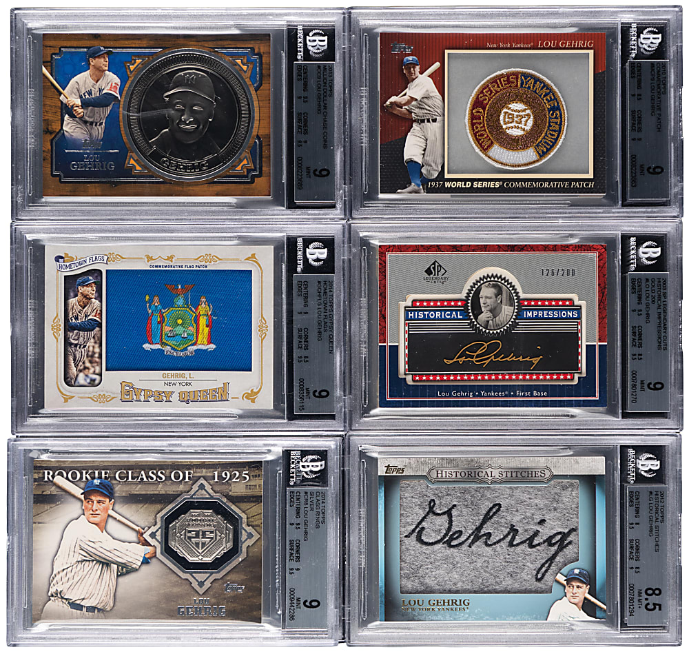 2003-2014 Lou Gehrig Manufactured Patch/Relic BGS Graded Collection (24) with Several Low Numbered Including #1/1