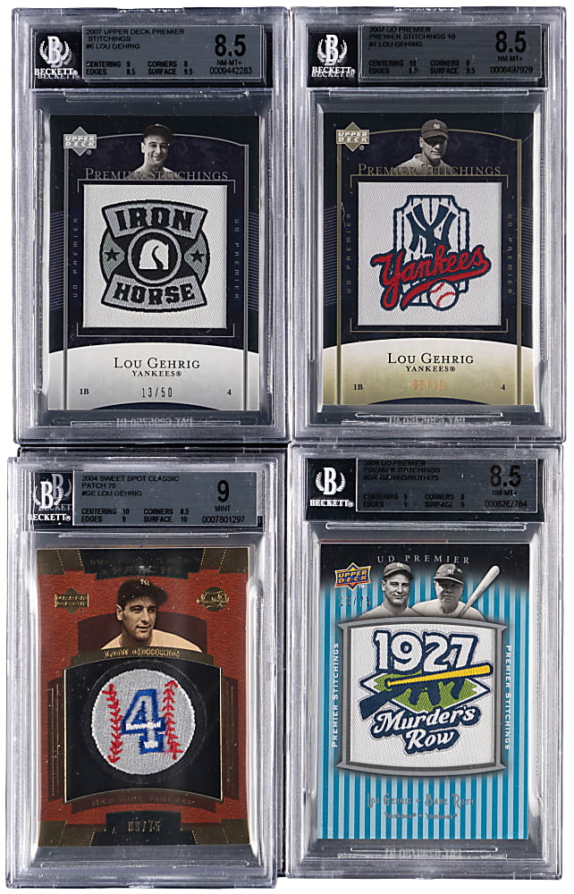 2003-2014 Lou Gehrig Manufactured Patch/Relic BGS Graded Collection (24) with Several Low Numbered Including #1/1