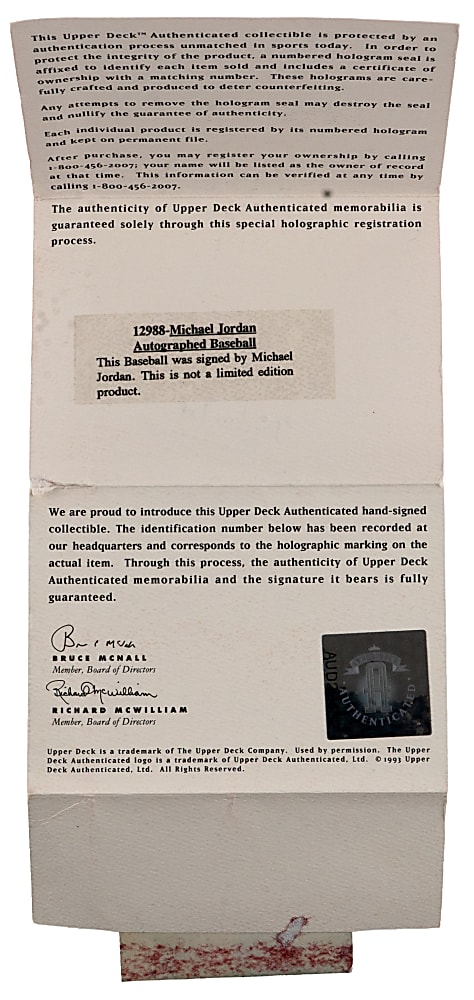 Michael Jordan Single-Signed Baseball - UDA