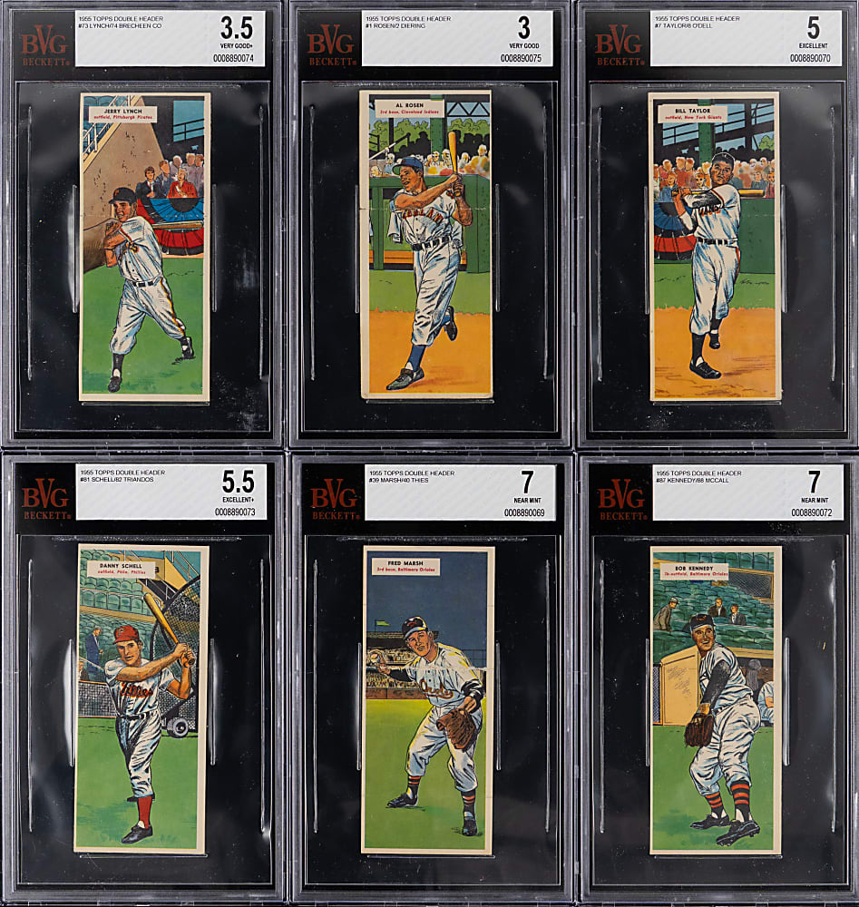 1955 Topps Doubleheaders BVG Graded Group (7) with #69 Ted Williams