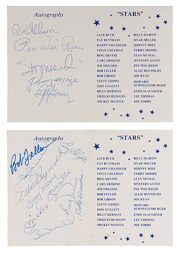 1985 Louisville Redbirds Night of Stars Program Pair with (15) Signatures Including Mickey Mantle & Billy Martin