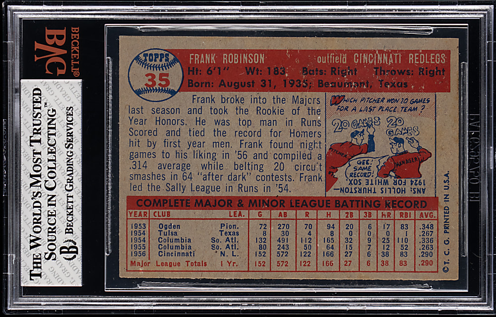 1957 Topps #35 Frank Robinson Rookie BVG EX+ 5.5