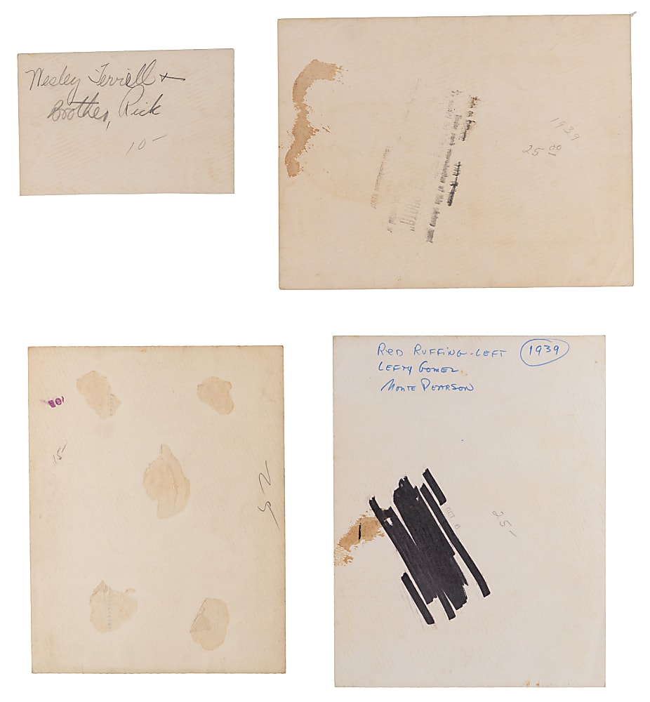 Signed Vintage Photograph Quartet with News Service Examples - Feller (Period), Ferrell, Gomez & McCarthy