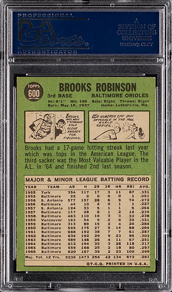 1967 Topps #600 Brooks Robinson High Number PSA NM 7