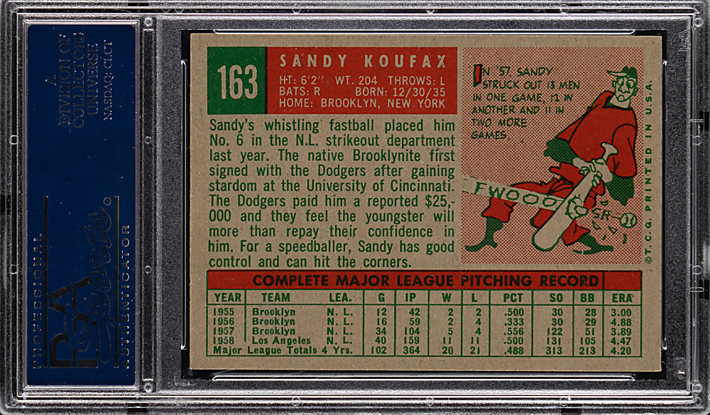 1959 Topps #163 Sandy Koufax PSA NM-MT 8