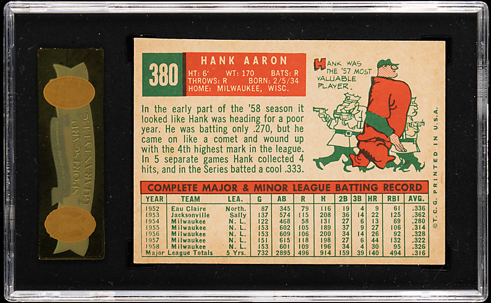 1959 Topps #380 Hank Aaron SGC NM 7
