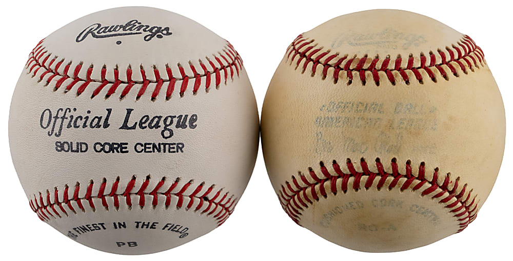 Hank Aaron & Ted Williams Single-Signed Baseball Pair