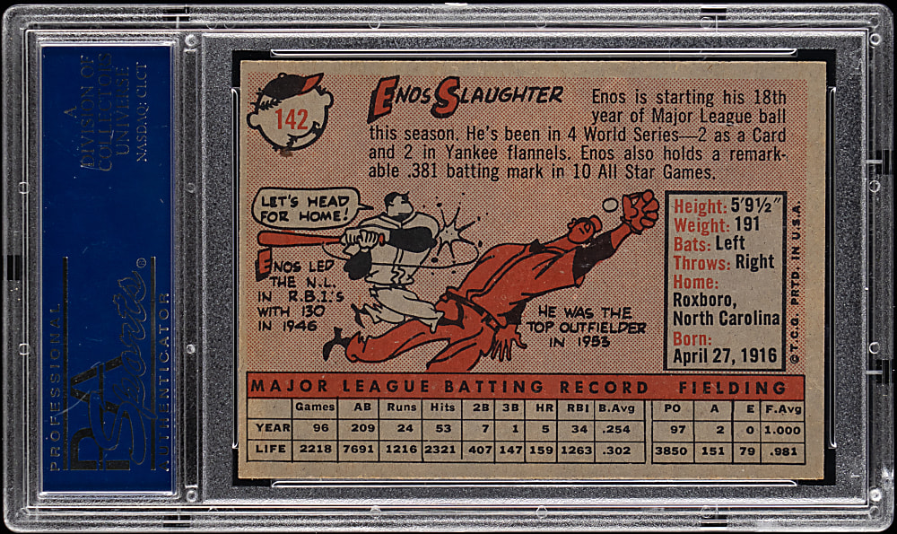 1958 Topps #142 Enos Slaughter PSA NM-MT+ 8.5