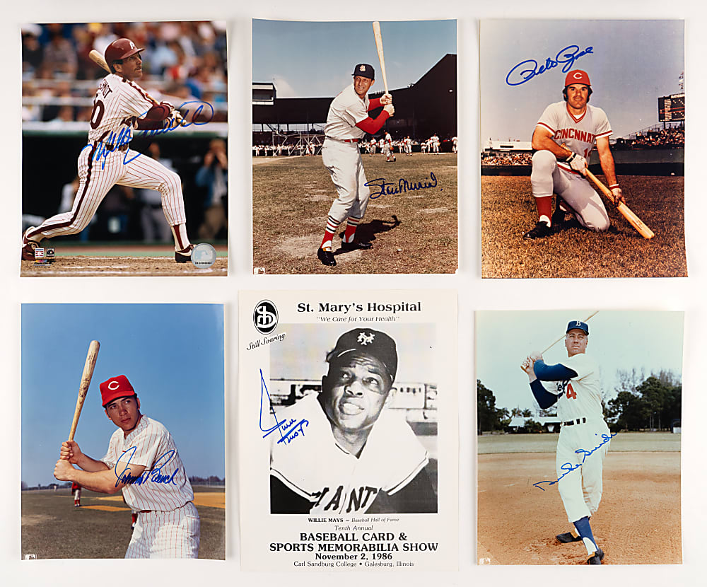 Hall of Famer/Star Signed Photograph Collection (22) with Mays, Musial, Banks & Schmidt