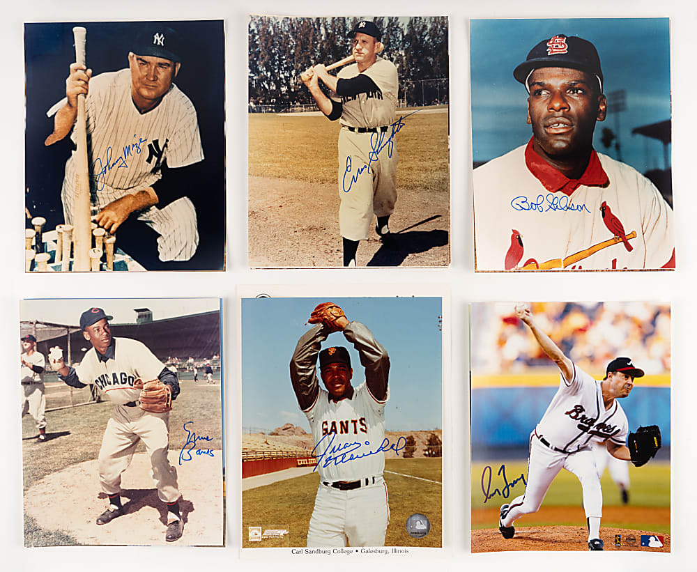 Hall of Famer/Star Signed Photograph Collection (22) with Mays, Musial, Banks & Schmidt