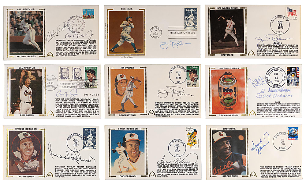 Baltimore Orioles Cachet Collection (38) with (23) Signed Including (16) Hall of Famers