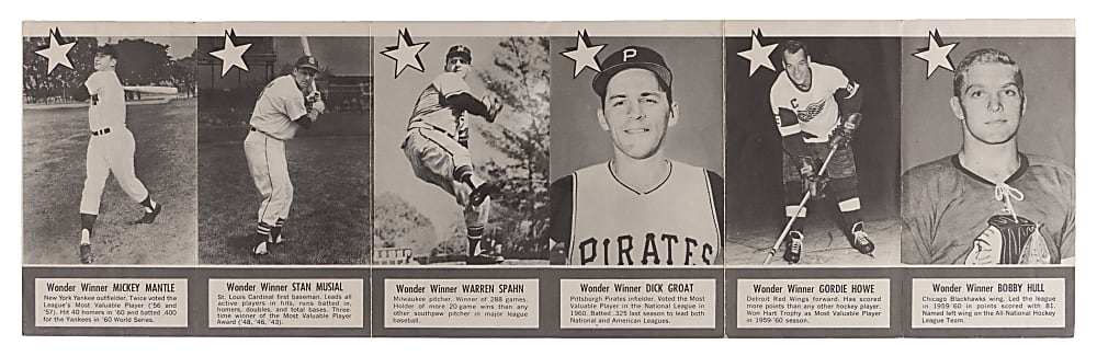 1961 Wonder Bread All-Star Winners Brochure with Mickey Mantle