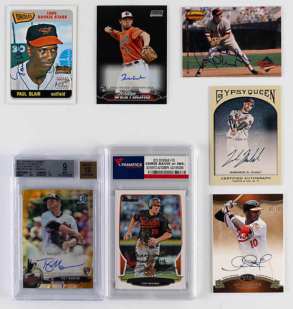 1978-2024 Baltimore Orioles Rookie/Certified Autograph Collection (13) with (2) Manny Machado & Gunnar Henderson (#1/1) Rookie Autos