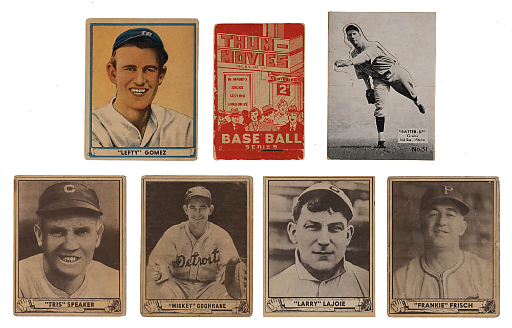 1934-1941 Batter-Up, Goudey & Play Ball Hall of Fame Collection (7) with DiMaggio, Grove & Lajoie