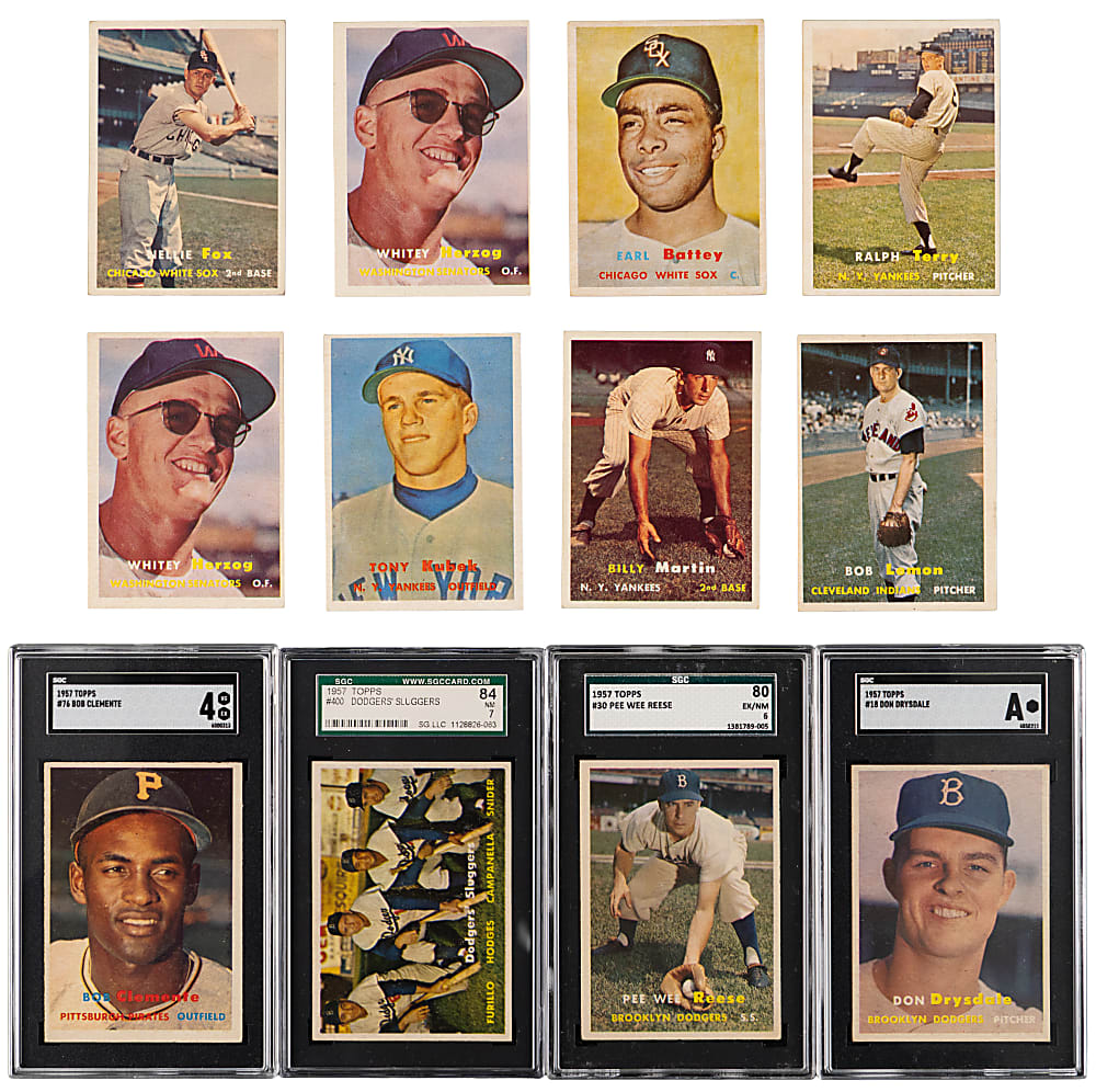 1957 Topps Collection (151) with (8) Hall of Famers & (4) SGC Graded Including #76 Roberto Clemente SGC VG/EX 4