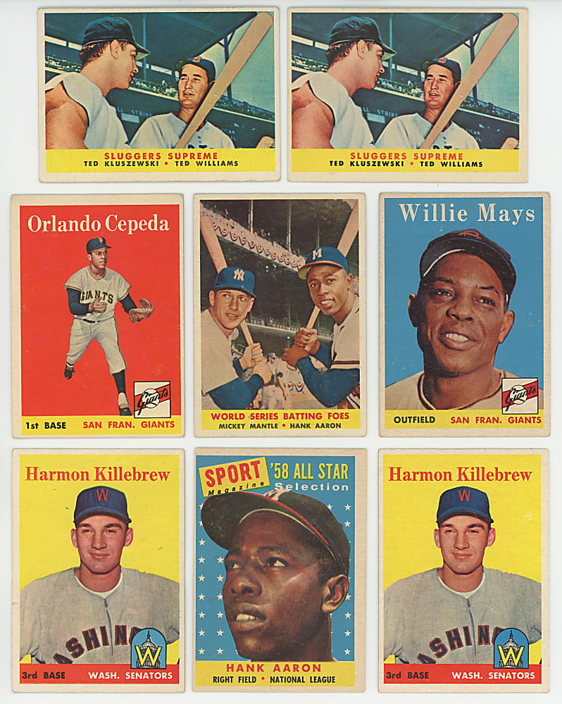 1958 Topps Collection (179) with (22) Hall of Famers Including Aaron, Mantle & Mays