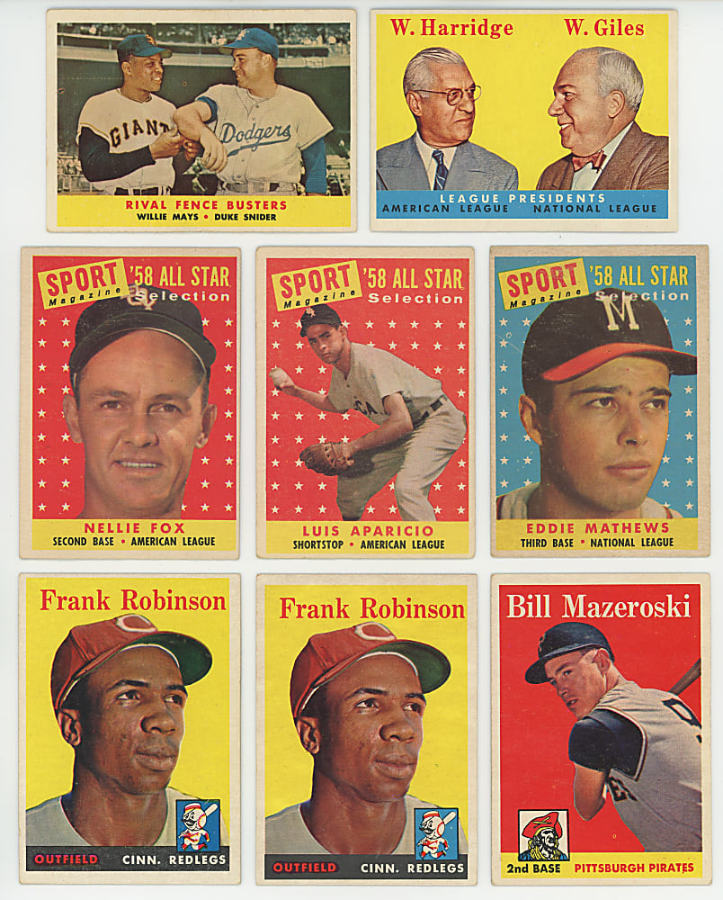 1958 Topps Collection (179) with (22) Hall of Famers Including Aaron, Mantle & Mays