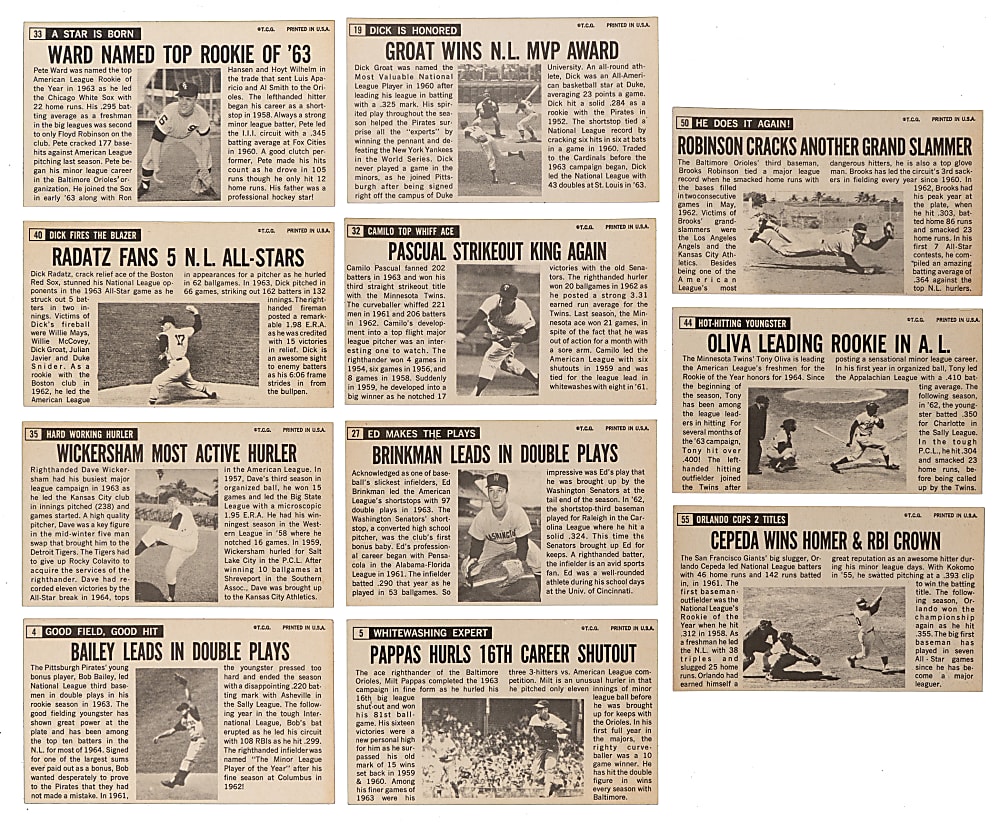 1964 Topps Giants Signed Collection (11) with Cepeda, Oliva & B. Robinson