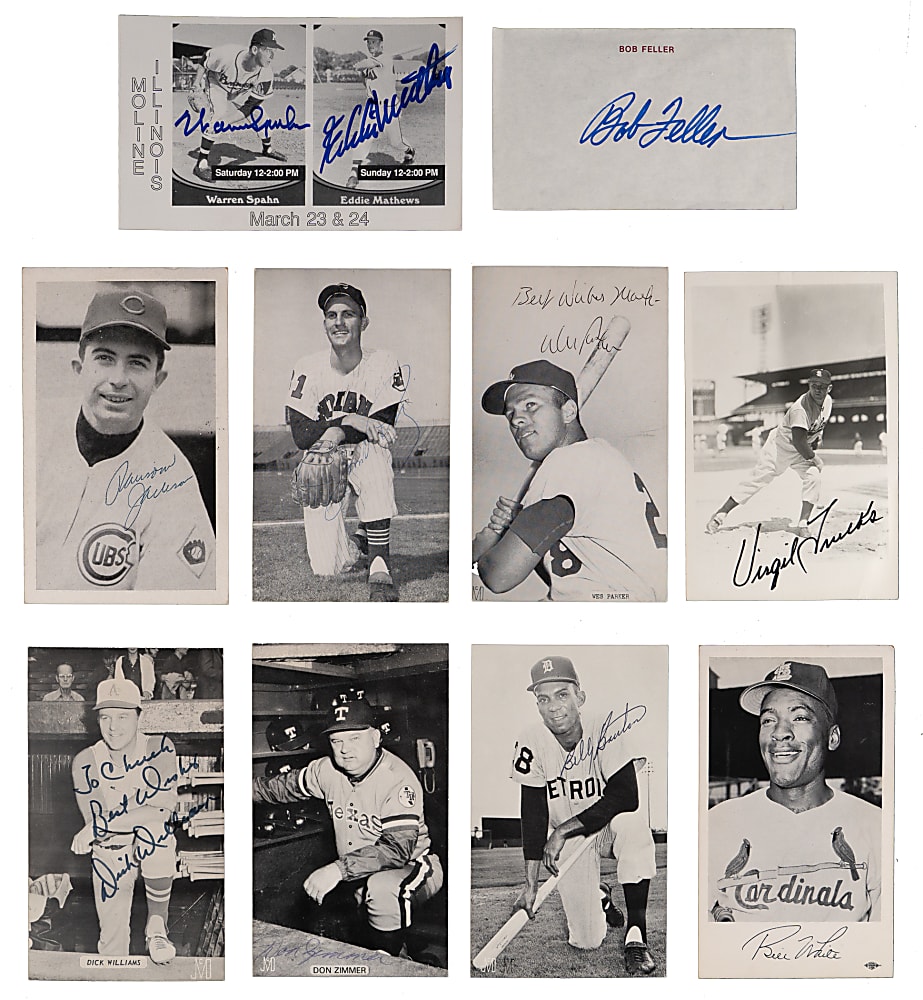 1940s-1980s Signed Postcard/Photograph/Other Collection (90+) with Hank Aaron, Chuck Connors & Bob Gibson