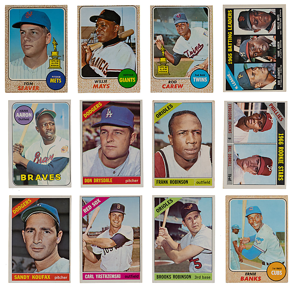 1966-1969 Topps Collection (39) with (17) Hall of Famers Including Aaron, Clemente & Mays