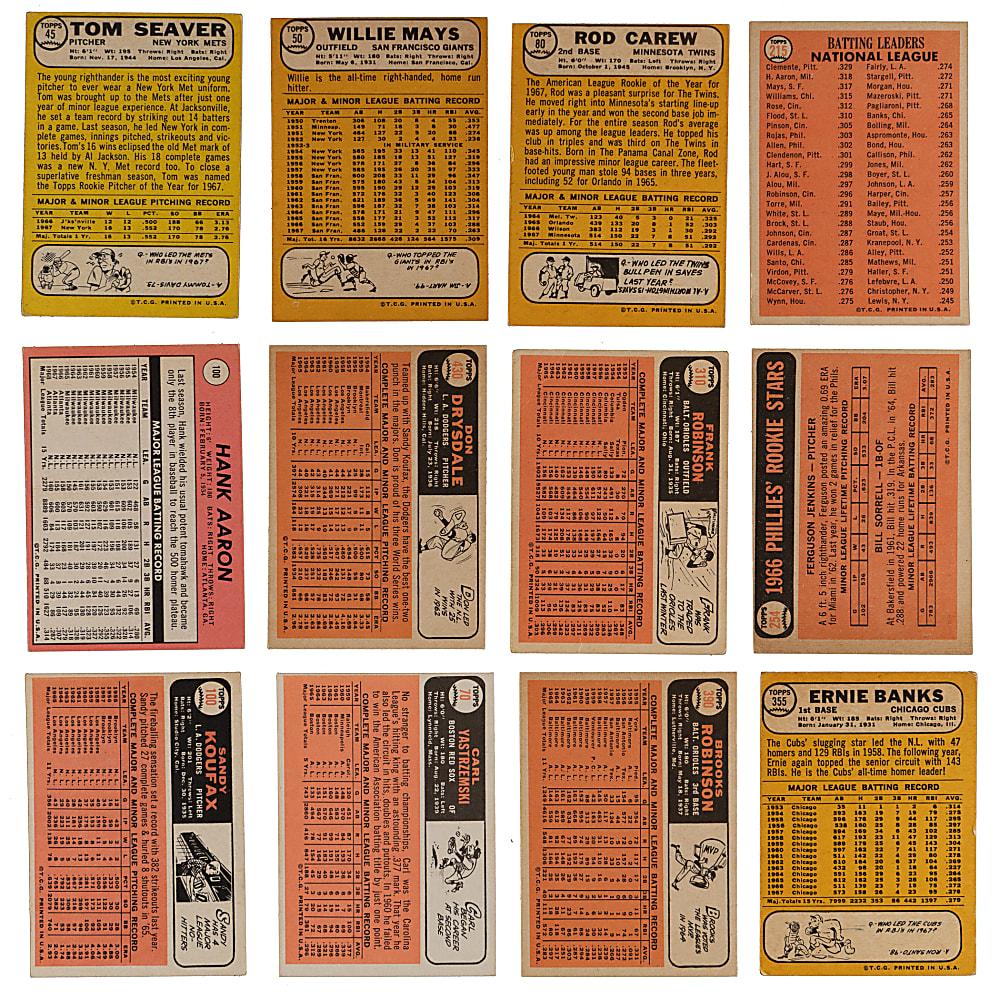 1966-1969 Topps Collection (39) with (17) Hall of Famers Including Aaron, Clemente & Mays