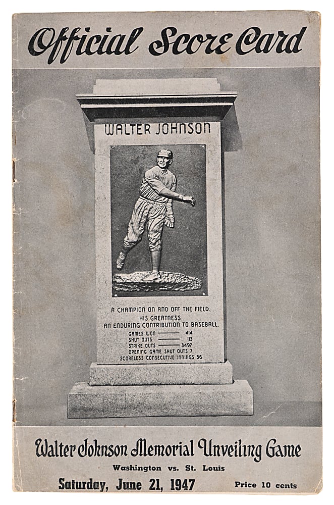 1947 Walter Johnson Memorial Game Program (St. Louis Browns at Washington Senators)