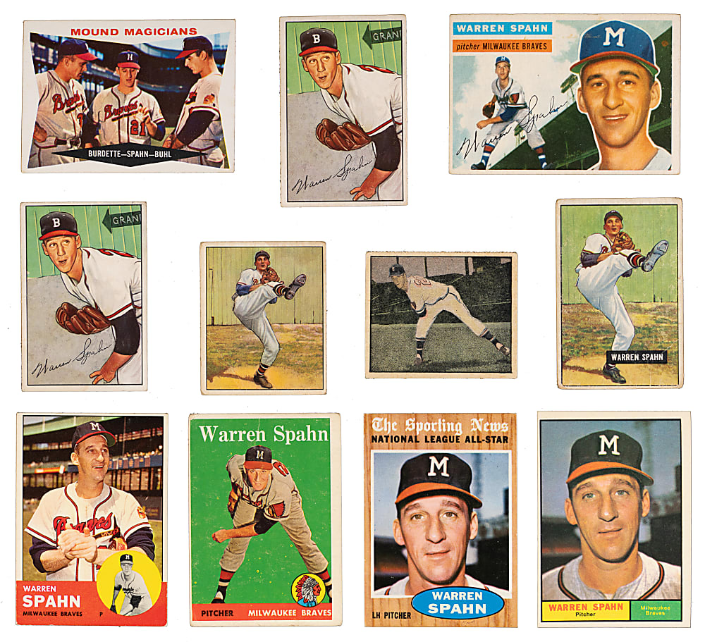 1950-1963 Warren Spahn Collection (15) Plus Signed 8x10 Photograph