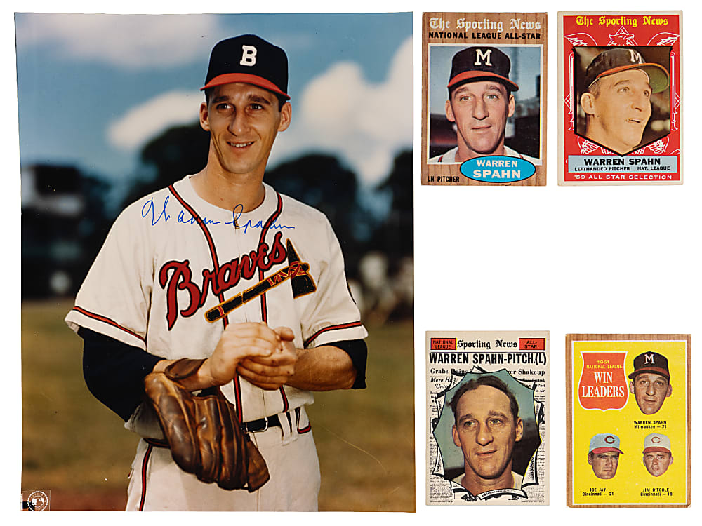 1950-1963 Warren Spahn Collection (15) Plus Signed 8x10 Photograph