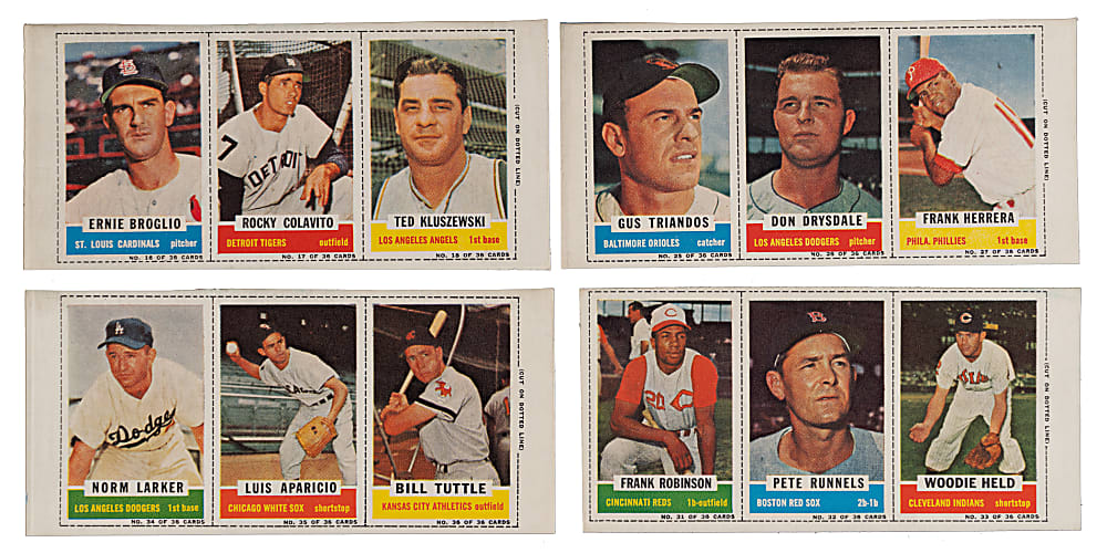 1961 Bazooka Panels Group (4) with Aparicio, Drysdale & F. Robinson - (12 Total Cards)