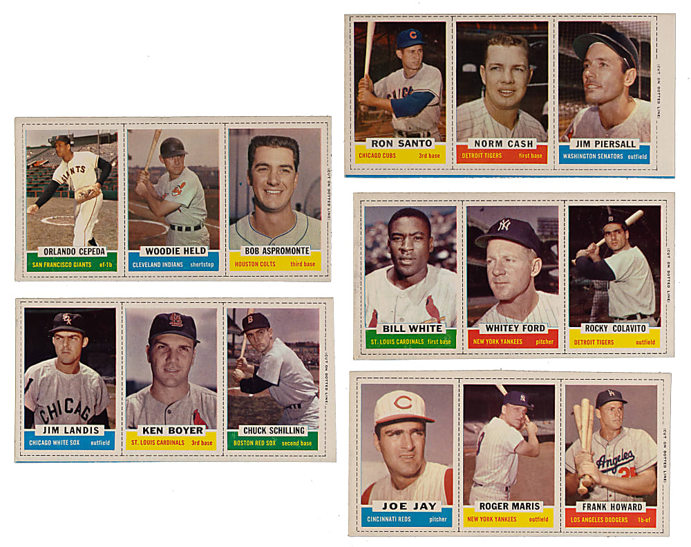 1962 Bazooka Panels Partial Set (11/15) with Aaron, Clemente, Koufax, Mantle & Mays - (33 Total Cards)