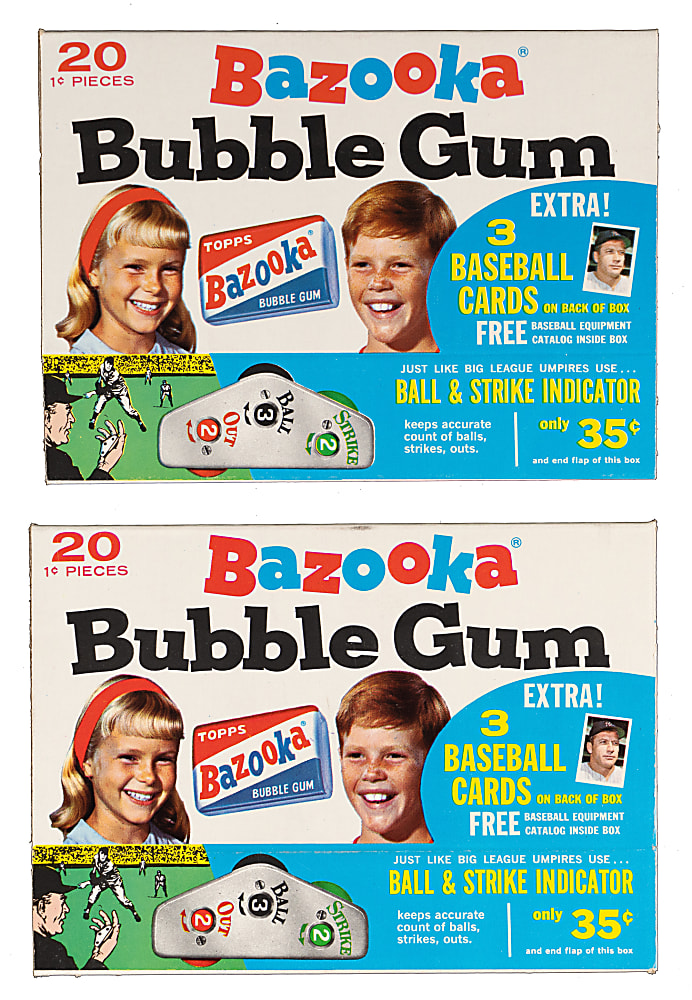 1967 Bazooka Near Complete Box High-Grade Pair with (3) Hall of Famers Including Willie Mays & Willie McCovey - (6 Total Cards)