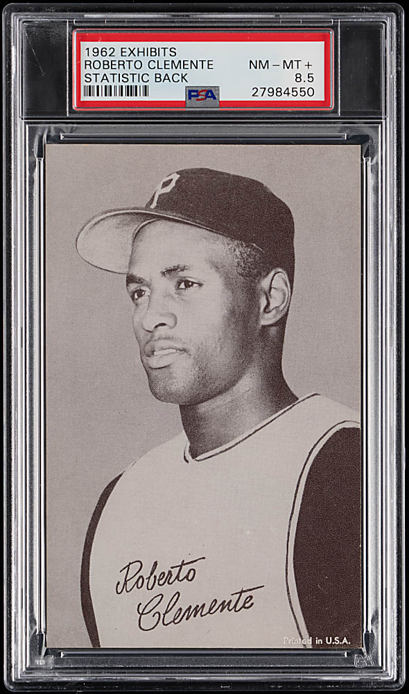 1962 Statistic Back Exhibits Roberto Clemente PSA NM-MT+ 8.5 - Population 6 with Only 2 Higher!