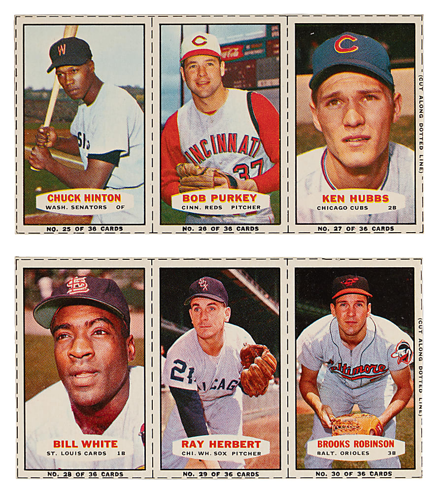 1963 Bazooka Panels Pair with Brooks Robinson - (6 Total Cards)
