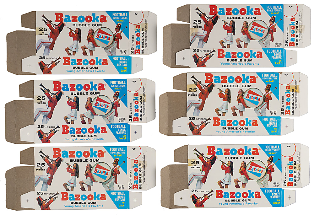 1971 Bazooka Football Complete Unfolded Box Set (12) - (36 Total Cards)