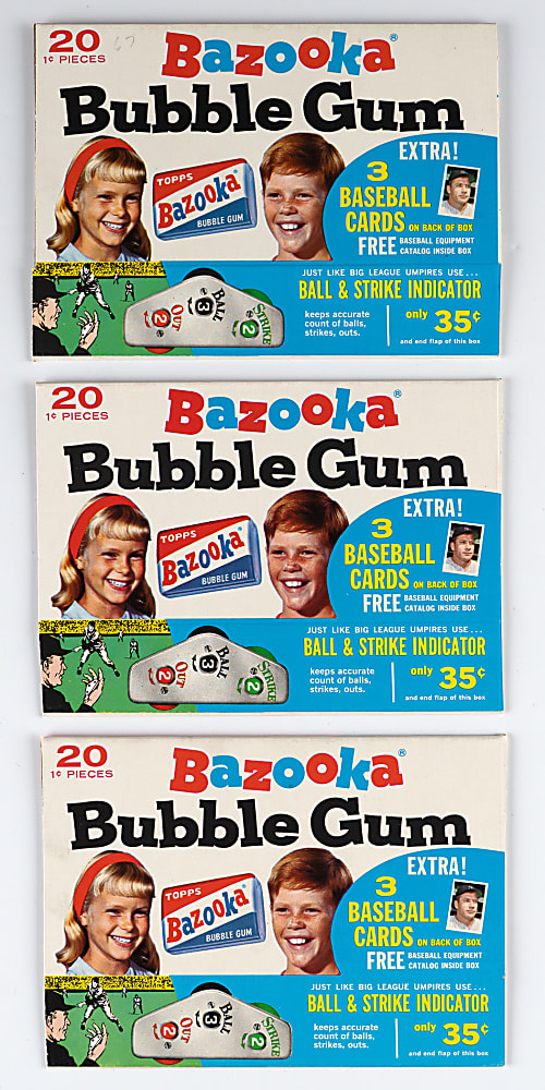 1967 Bazooka Box High-Grade Partial Set (9/18) with (11) Hall of Famers - (27 Total Cards)
