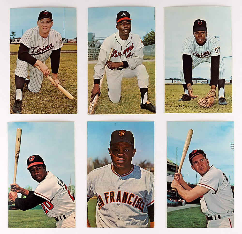 1968 Dexter Press Postcards Near Complete Set (72/77) with Hank Aaron & Willie Mays - Clean!