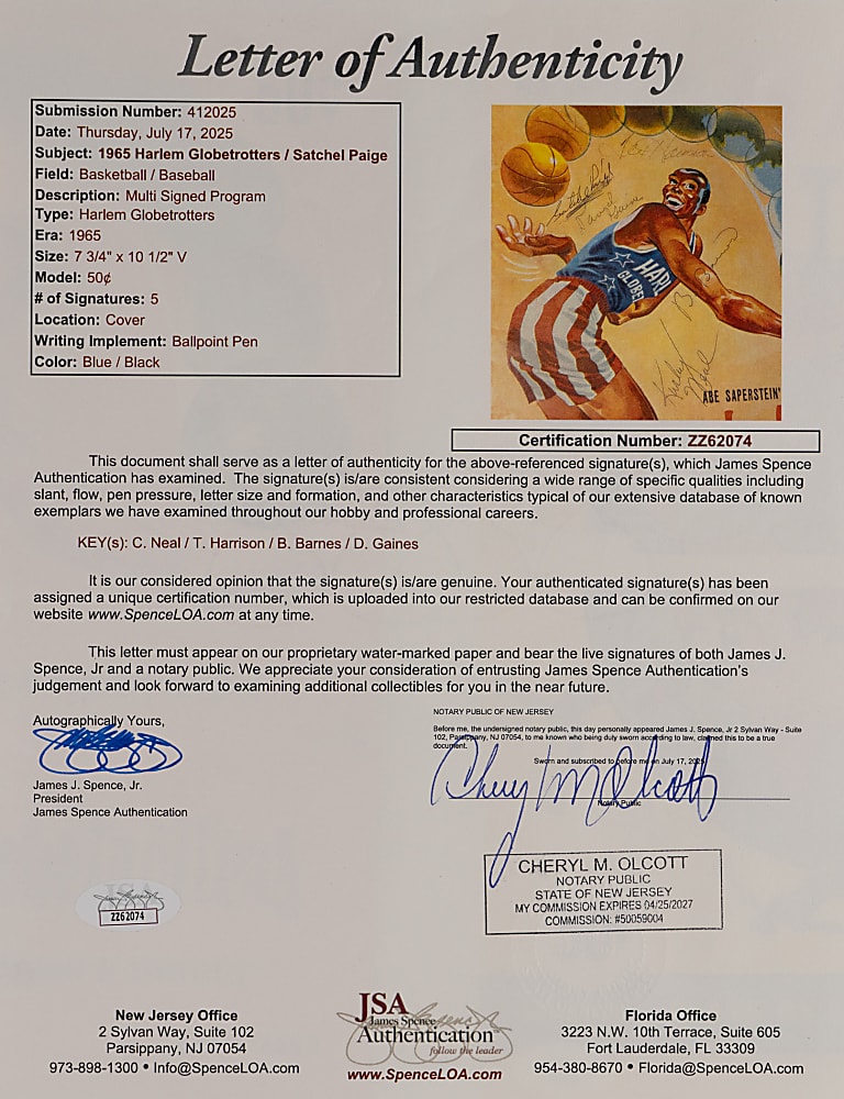 1963-1965 Harlem Globetrotters Multi-Signed Yearbooks (2) Satchel Paige, Meadowlark Lemon, Curly Neal & Sweetwater Clifton- Both JSA Certified