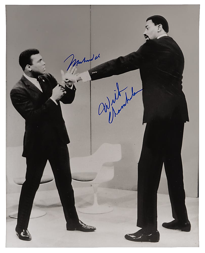 Wilt Chamberlain & Muhammad Ali Dual-Signed 16x20 Photo with Full PSA LOA Including Auto Grade "10" for Both!